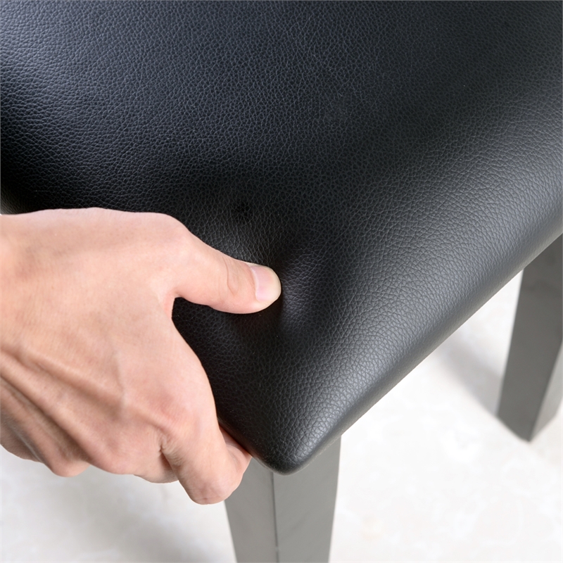 Afuera Living 18-Inch Black Vanity Stool with Flannel Cushion