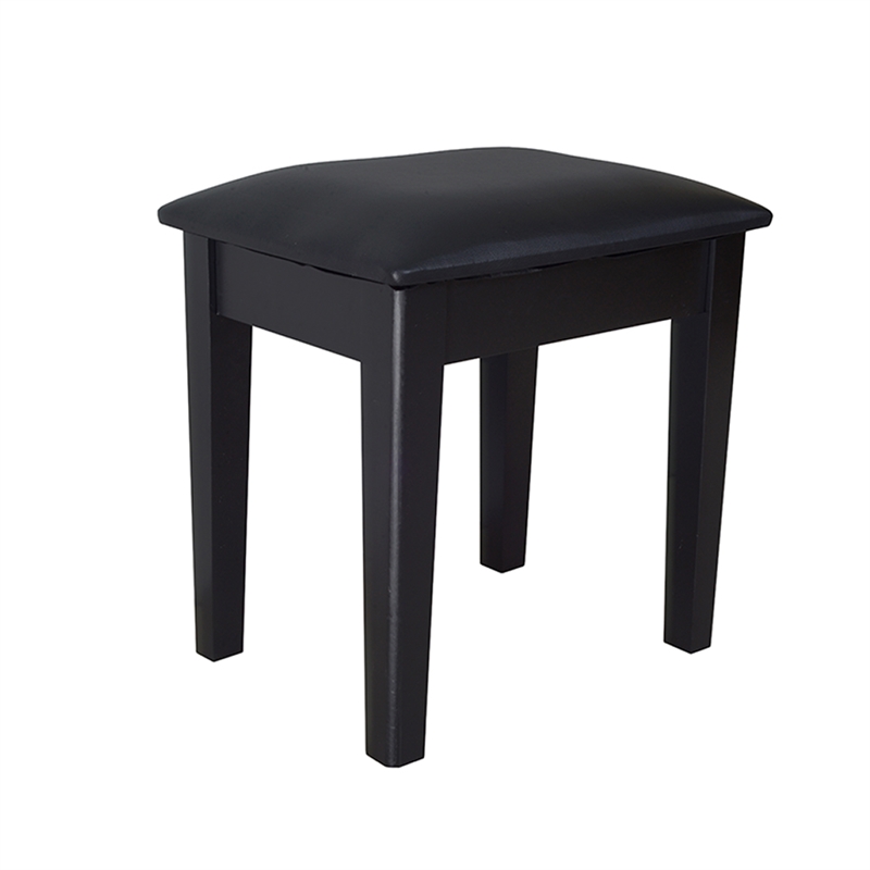 Afuera Living 18-Inch Black Vanity Stool with Flannel Cushion