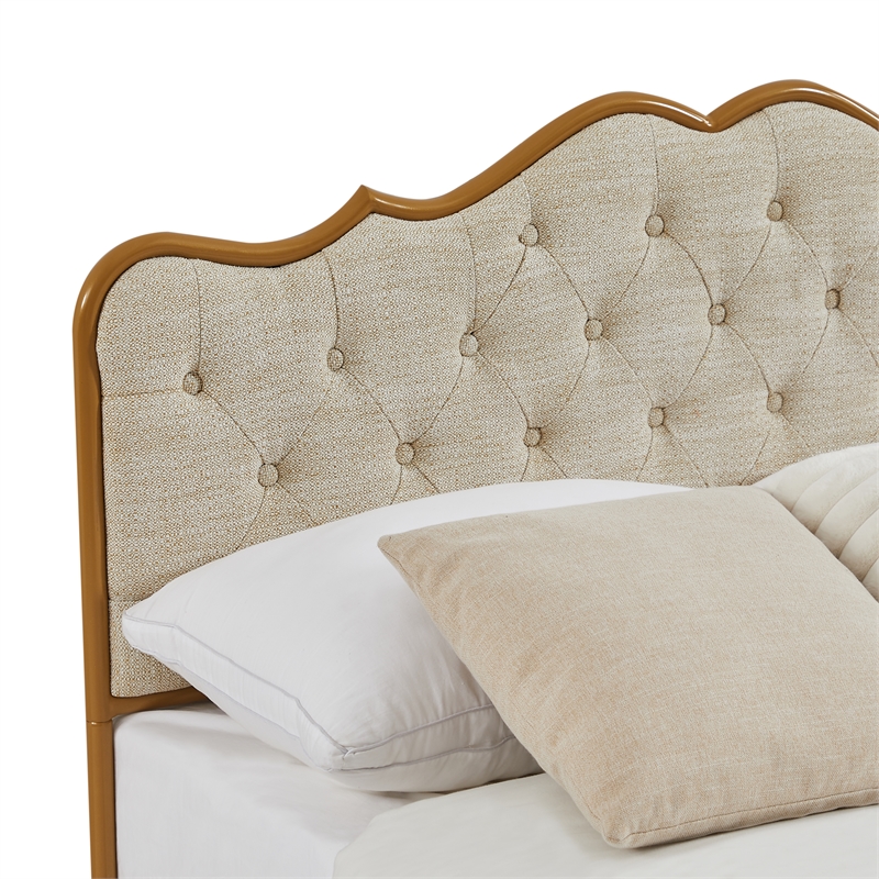 Afuera Living Queen Size Upholstered Platform Bed in Light Camel