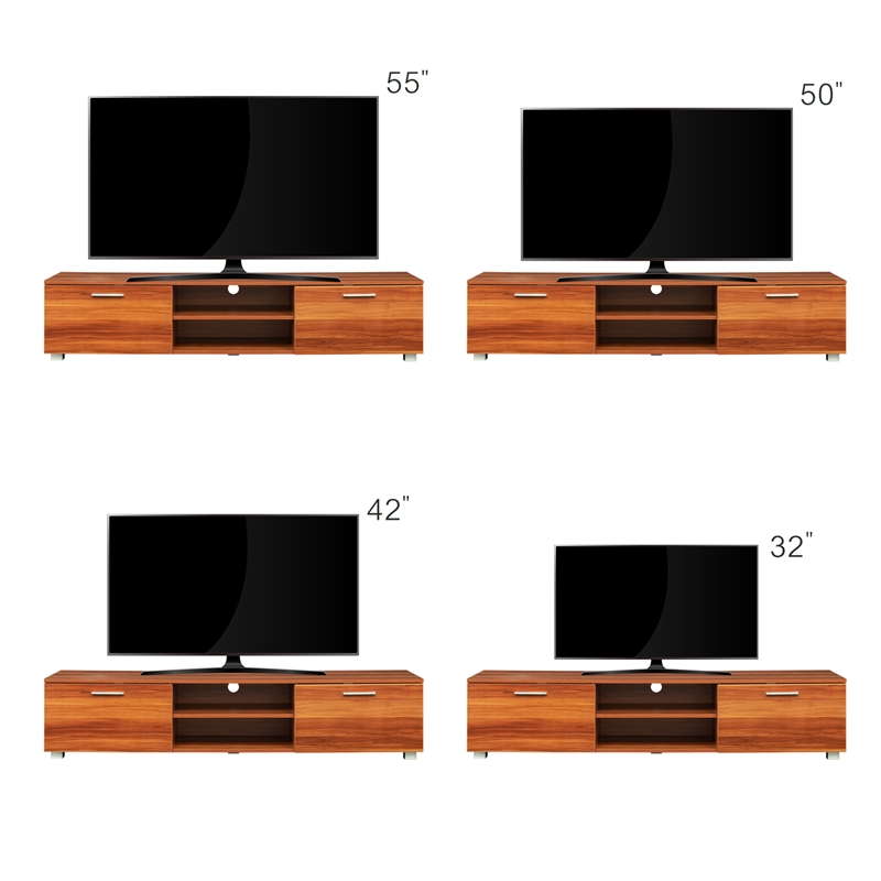Afuera Living Walnut TV Stand for 70-Inch TVs with 2 Cabinets