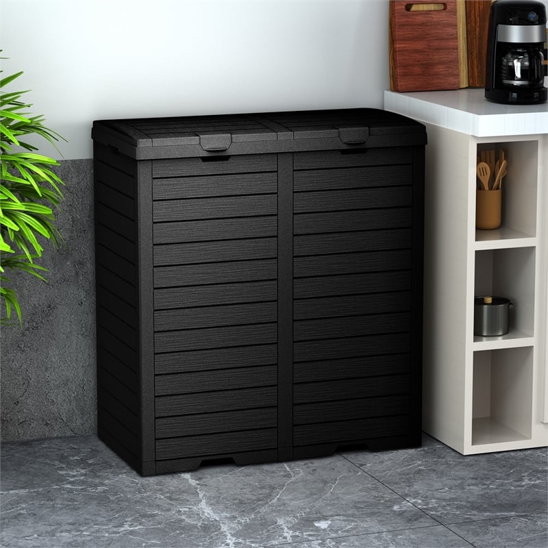 Afuera Living Contemporary 62-Gallon Black Outdoor Concealed Trash Can