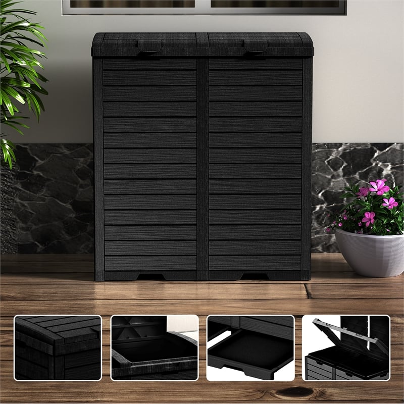 Afuera Living Contemporary 62-Gallon Black Outdoor Concealed Trash Can