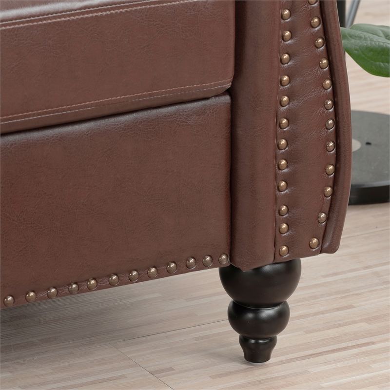 Afuera Living 84-Inch Rolled Arm Chesterfield Sofa in Dark Brown