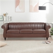 Afuera Living 84-Inch Rolled Arm Chesterfield Sofa in Dark Brown