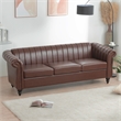 Afuera Living 84-Inch Rolled Arm Chesterfield Sofa in Dark Brown