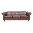 Afuera Living 84-Inch Rolled Arm Chesterfield Sofa in Dark Brown