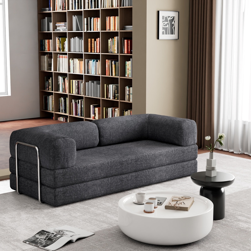 Afuera Living Dark Grey Chenille Floor Sofa Set - No Assembly Required