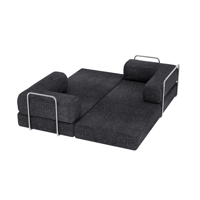Afuera Living Dark Grey Chenille Floor Sofa Set - No Assembly Required