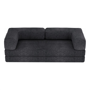 Afuera Living Dark Grey Chenille Floor Sofa Set - No Assembly Required