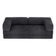 Afuera Living Dark Grey Chenille Floor Sofa Set - No Assembly Required