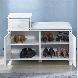 Afuera Living White 8-Pair Shoe Storage Cabinet with Cushion Seat