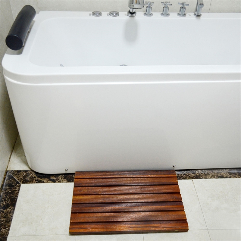 Afuera Living 21x14 Inch Natural Teak Wood Reversible Shower Mat
