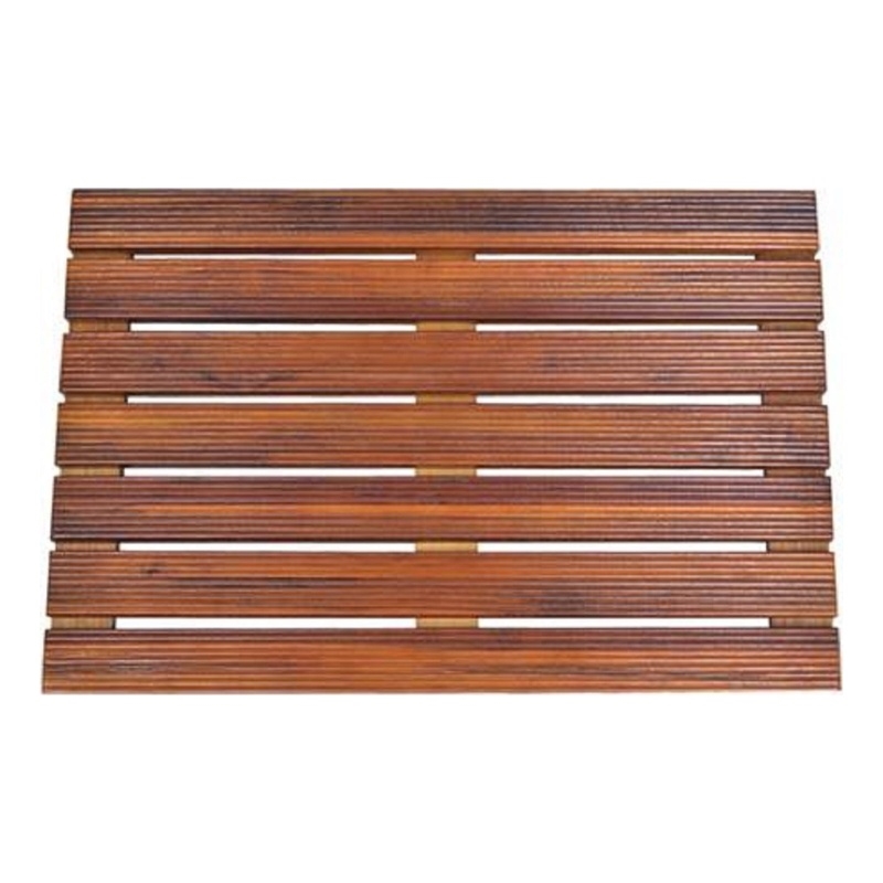 Afuera Living 21x14 Inch Natural Teak Wood Reversible Shower Mat