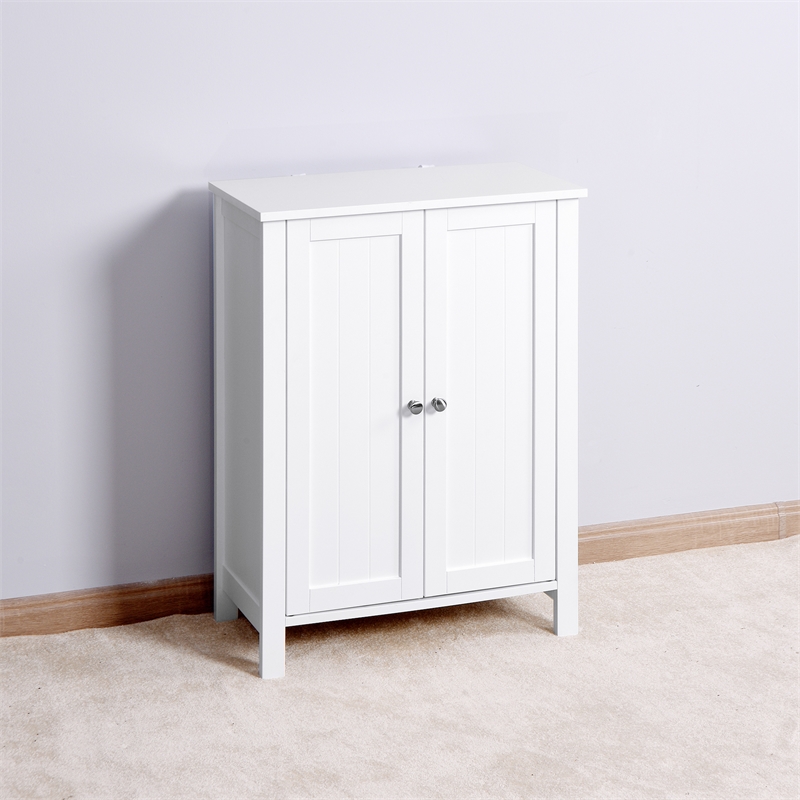 Afuera Living White Bathroom Floor Storage Cabinet with Adjustable Shelves