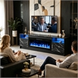 Afuera Living 70-Inch Black TV Stand with 36-Inch Fireplace and Marble Top