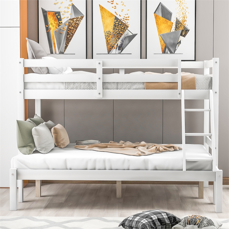 Afuera Living Contemporary Twin-Over-Full Wood Bunk Bed in White