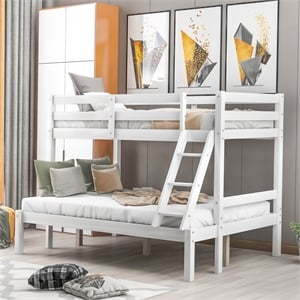 Afuera Living Contemporary Twin-Over-Full Wood Bunk Bed in White