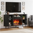 Afuera Living 65-Inch Black TV Stand with 23-Inch Fireplace and LED