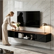 Afuera Living 80-Inch Black Floating TV Stand for TVs up to 80 Inch