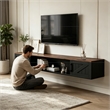 Afuera Living 80-Inch Black Floating TV Stand for TVs up to 80 Inch