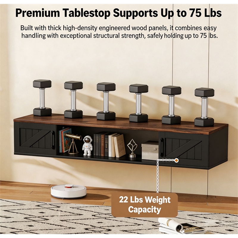 Afuera Living 80-Inch Black Floating TV Stand for TVs up to 80 Inch