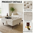 Afuera Living Light Gray Chenille Square Storage Ottoman on Wheels