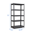 Afuera Living 72-Inch 5-Tier Heavy-Duty Metal Shelving Unit in Black