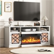 Afuera Living 65-Inch White TV Stand with 30-Inch Glass Fireplace