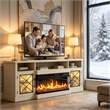 Afuera Living 65-Inch White TV Stand with 30-Inch Glass Fireplace