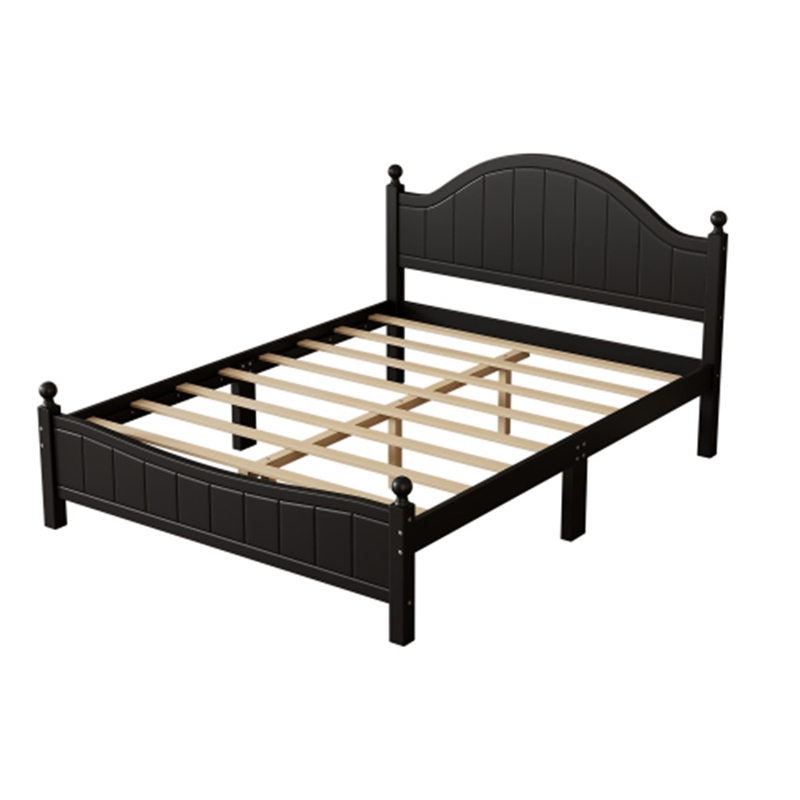 Afuera Living Contemporary Black Solid Wood Platform Queen Bed
