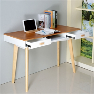 Afuera Living Contemporary Brown Wood Home Desk with Double Drawers