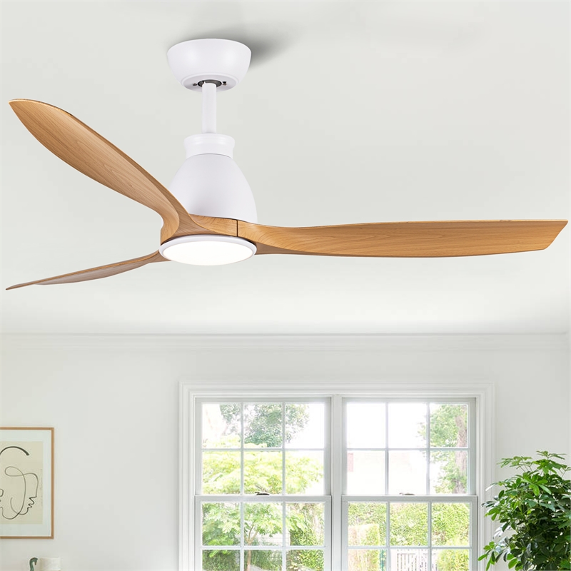 Afuera Living 52-Inch LED Ceiling Fan with Brown Wood Grain Blades