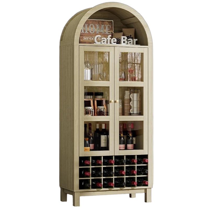 Afuera Living 70-Inch White Arched Wine Cabinet with 18-Bottle Rack