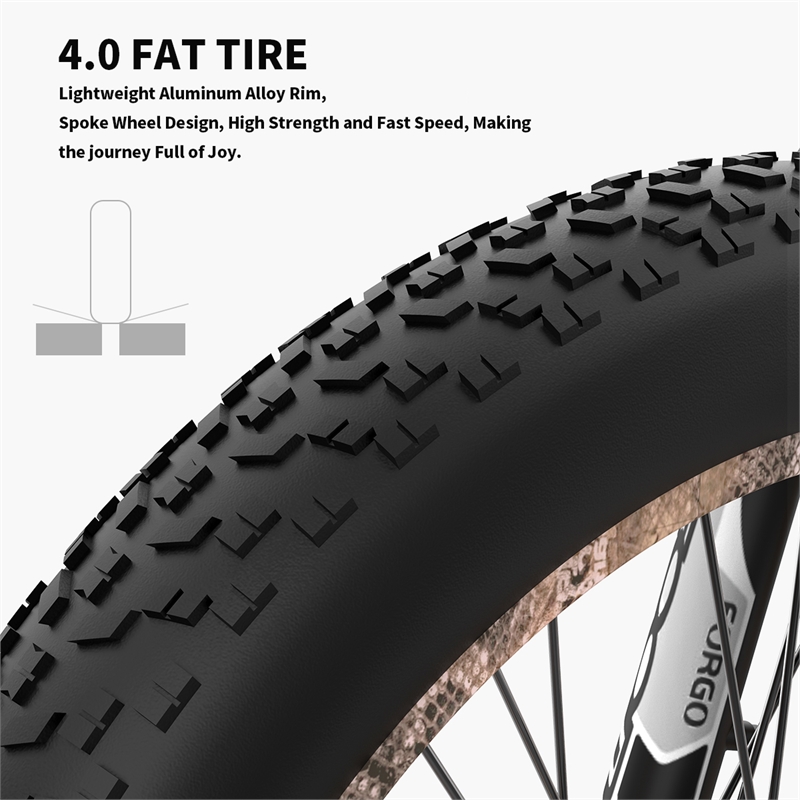 Afuera Living 1500W Electric Mountain Bike with 26-Inch Fat Tires