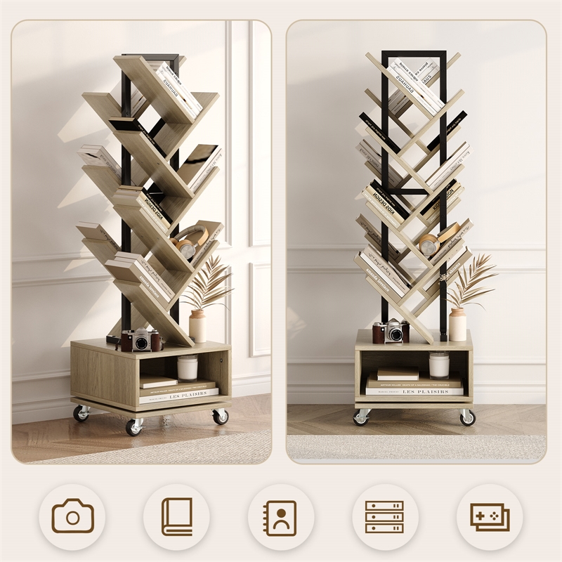 Afuera Living Gray 360-Degree Rotating Bookcase with Storage Cabinet