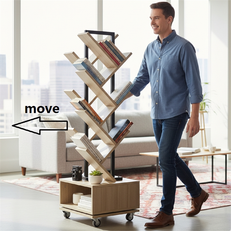 Afuera Living Gray 360-Degree Rotating Bookcase with Storage Cabinet