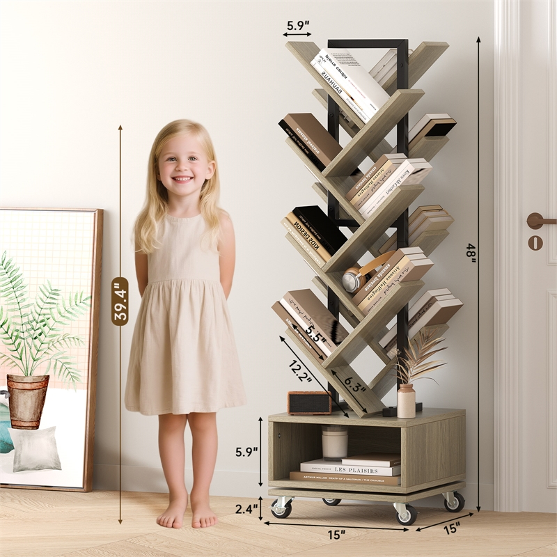 Afuera Living Gray 360-Degree Rotating Bookcase with Storage Cabinet