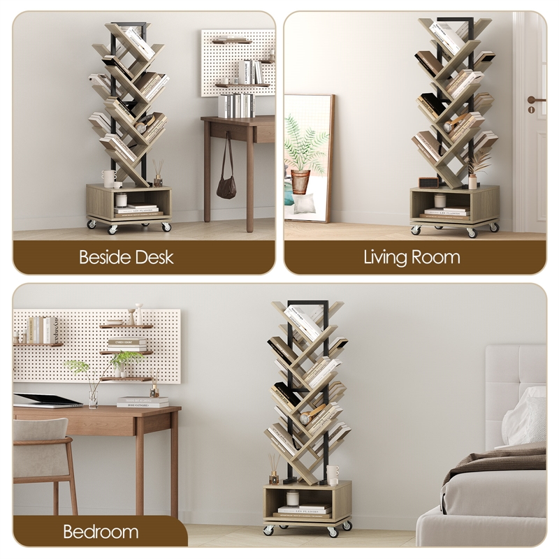 Afuera Living Gray 360-Degree Rotating Bookcase with Storage Cabinet