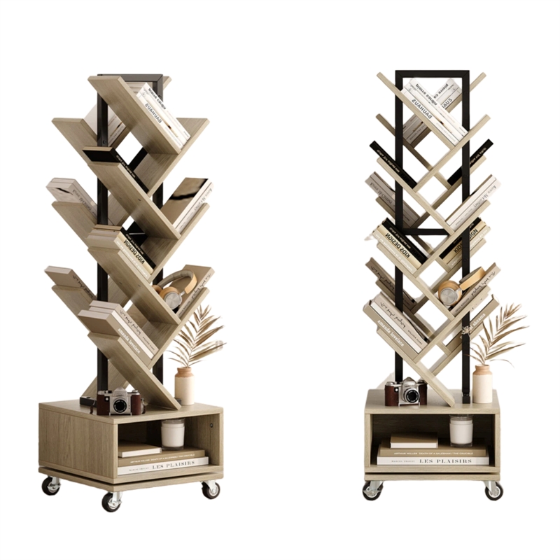 Afuera Living Gray 360-Degree Rotating Bookcase with Storage Cabinet