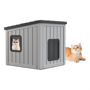 Afuera Living Contemporary Gray Resin Cat House for Small Pets
