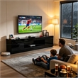 Afuera Living Contemporary 80-Inch Black High-Gloss Floating TV Stand