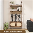 Afuera Living Boho Wall-Mounted Bookshelf with Rattan Cabinet in Light Brown