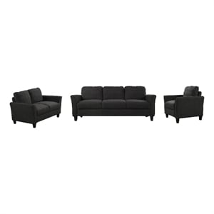 Afuera Living Black 3-Piece L-Shaped Sectional Sofa with Ottoman