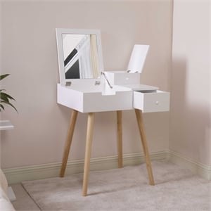 Afuera Living Contemporary White 24-Inch Vanity Table with Flip Mirror