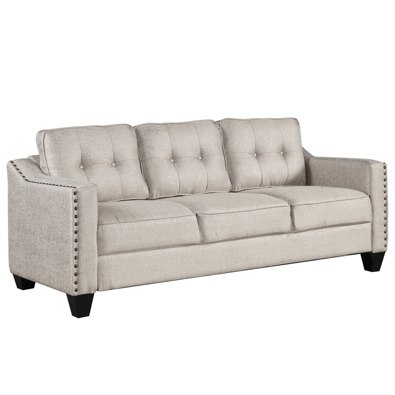 Afuera Living Contemporary Beige 3-Piece Linen Sectional Sofa Set