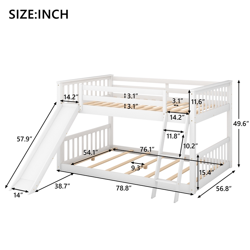Afuera Living White Full-Over-Full Bunk Bed with Slide and Ladder
