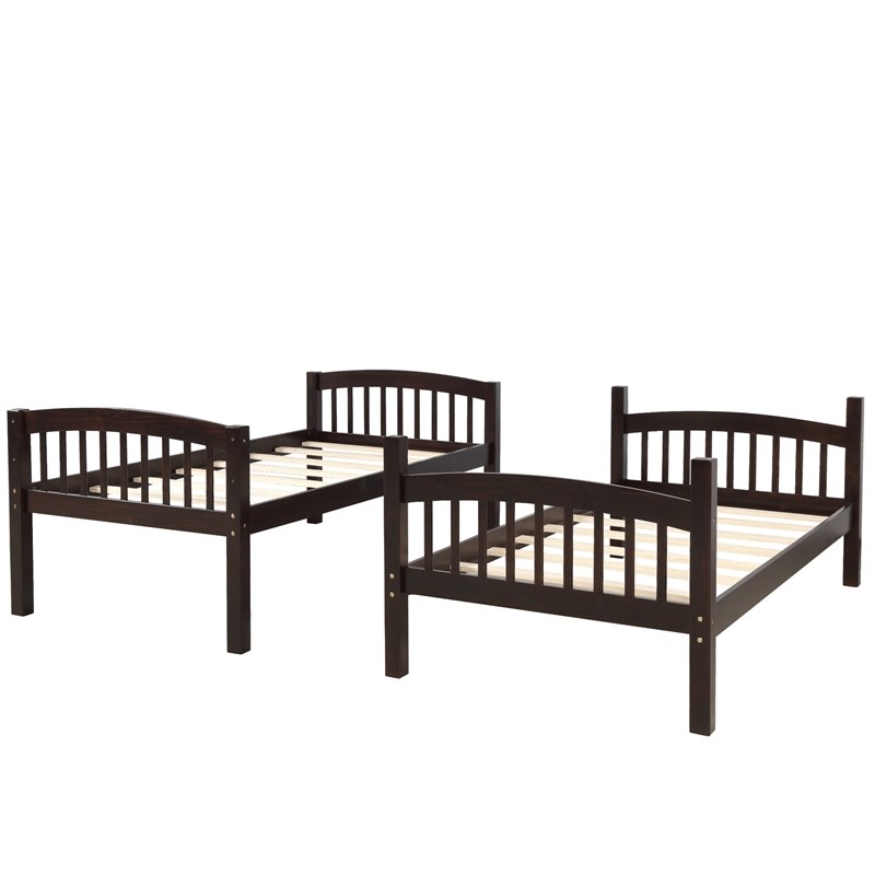 Afuera Living Espresso Twin-Over-Twin Wood Bunk Bed with Ladder