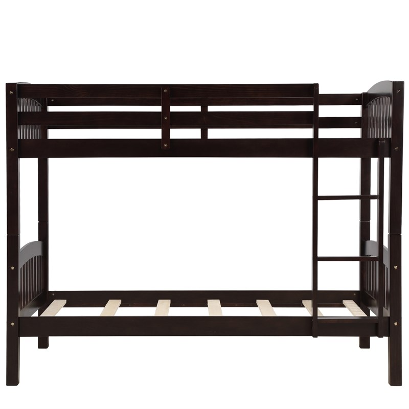 Afuera Living Espresso Twin-Over-Twin Wood Bunk Bed with Ladder