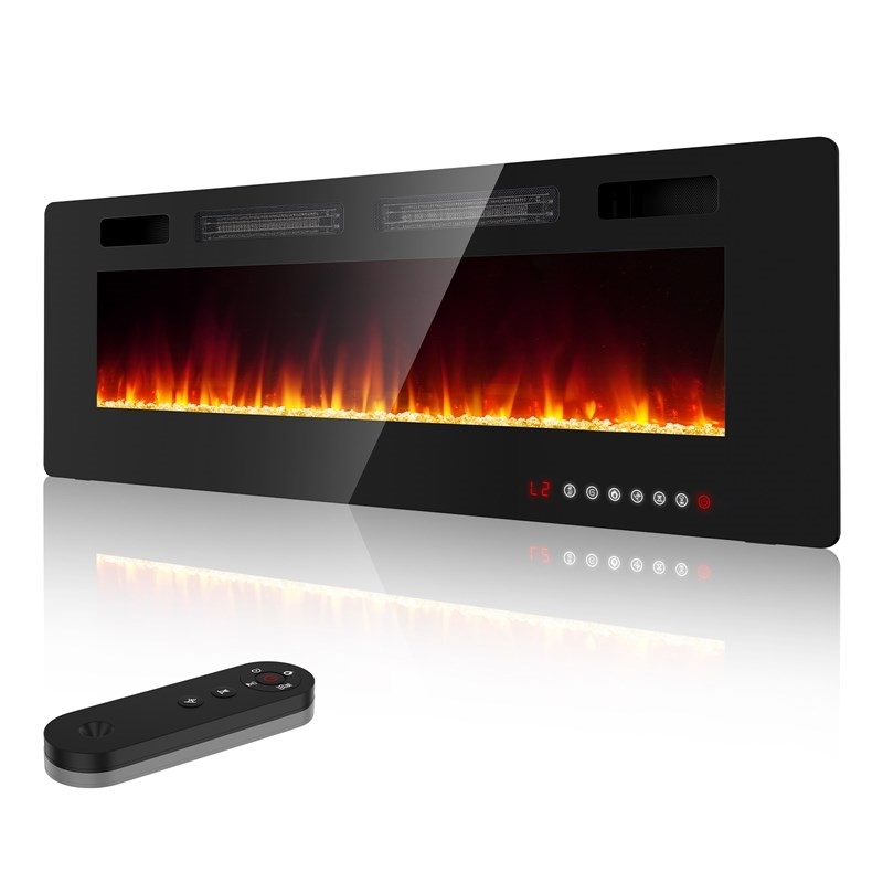 Afuera Living 60-Inch Ultra-Thin Black Recessed Electric Fireplace
