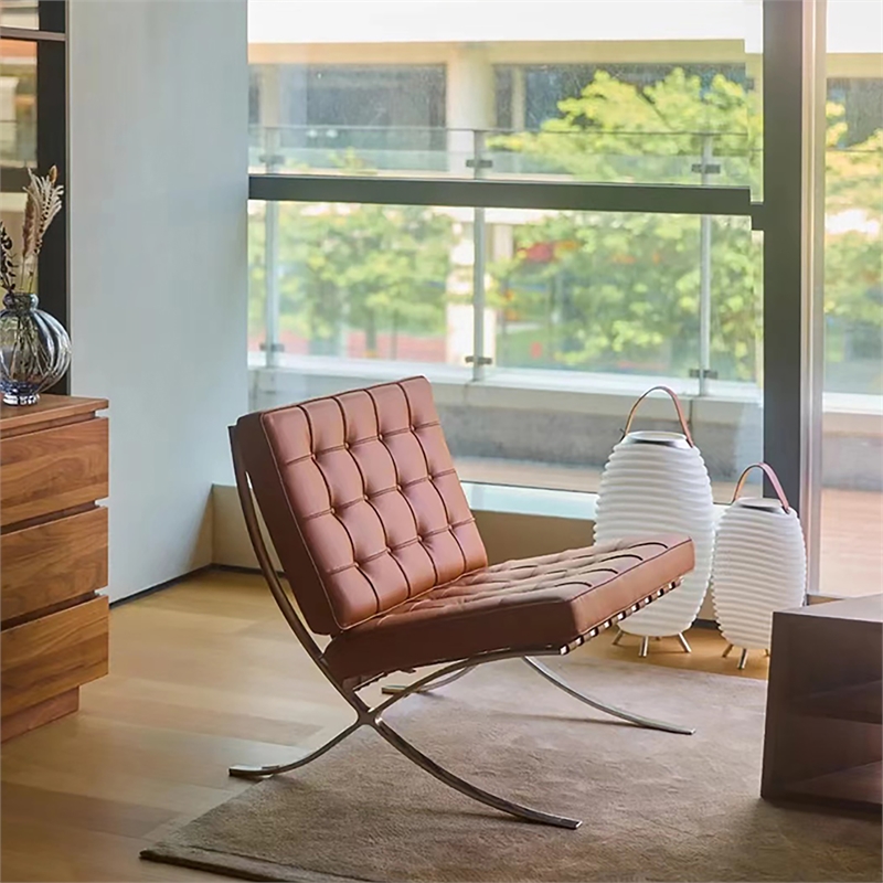 Afuera Living Contemporary Amber Leather Mid-Century Recliner Chair